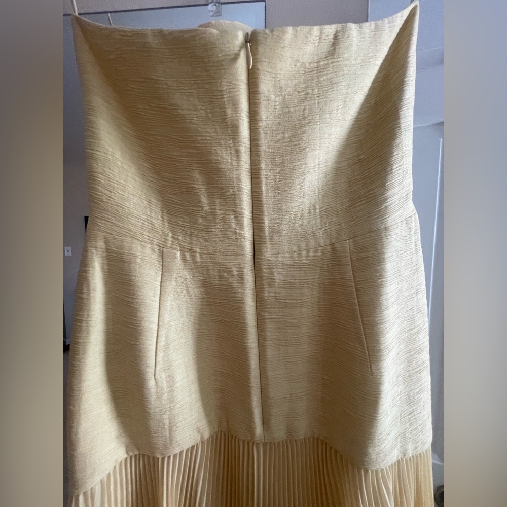Alexis Strapless Pleated Yellow-Gold Evening Gown - Picture 9 of 13